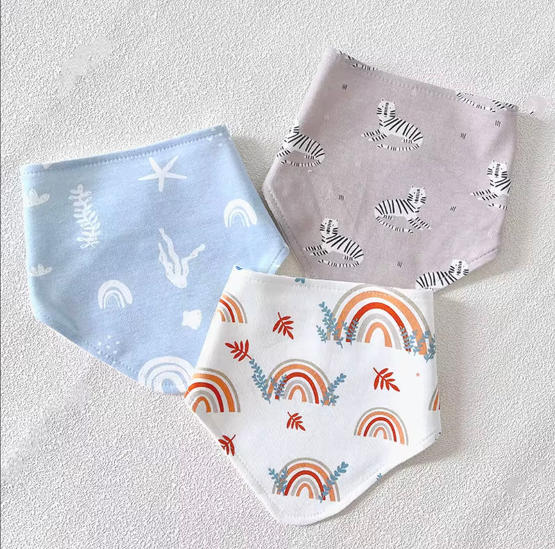 Chargez l&#39;image dans la visionneuse de la galerie, Ensemble de 3 bavoirs bandana bébé en coton – Kali
