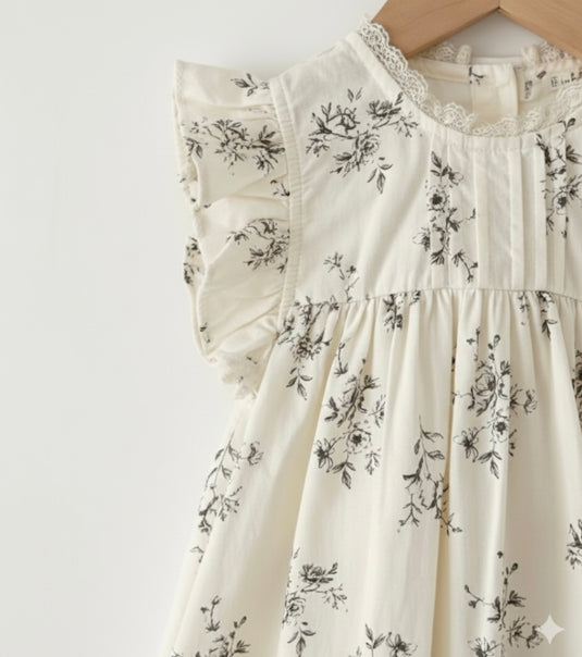Robe bébé fille d’été sans manches à imprimé floral – Modèle Kali en coton léger