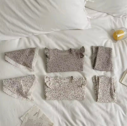 Ensemble bébé 3 pièces fleuri automne-hiver – Kali - Boutique Kaki Lilas