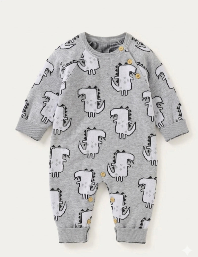 Chargez l'image dans la visionneuse de la galerie, Combinaison bébé garçon en tricot de coton doux avec bonnet – Kali
