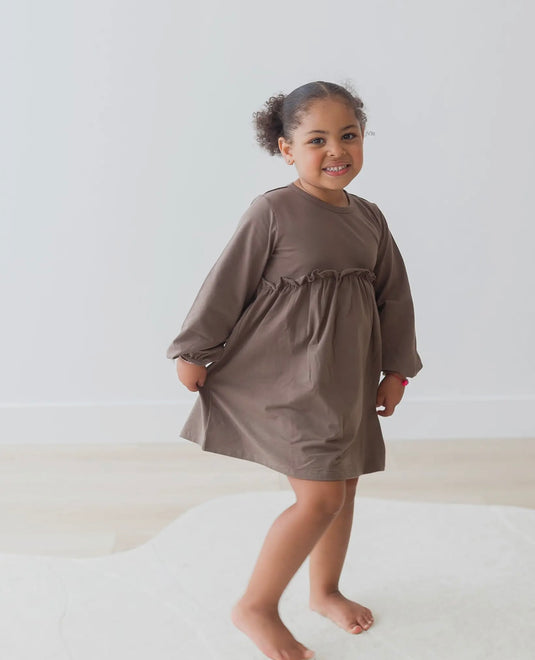Robe en jersey à manches longues Walnut coton bio