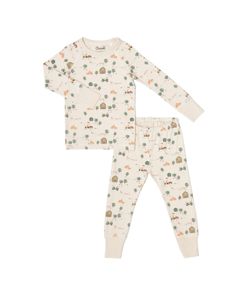 Chargez l&#39;image dans la visionneuse de la galerie, Pyjama modal deux pièces imprimé motifs de ferme beige
