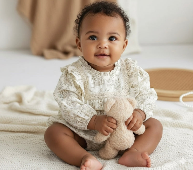 Chargez l&#39;image dans la visionneuse de la galerie, Barboteuse bébé fleurie en coton doux – Kali bohème chic
