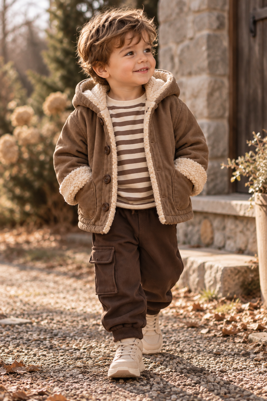 Warm and soft lamb wool-style coat for boys