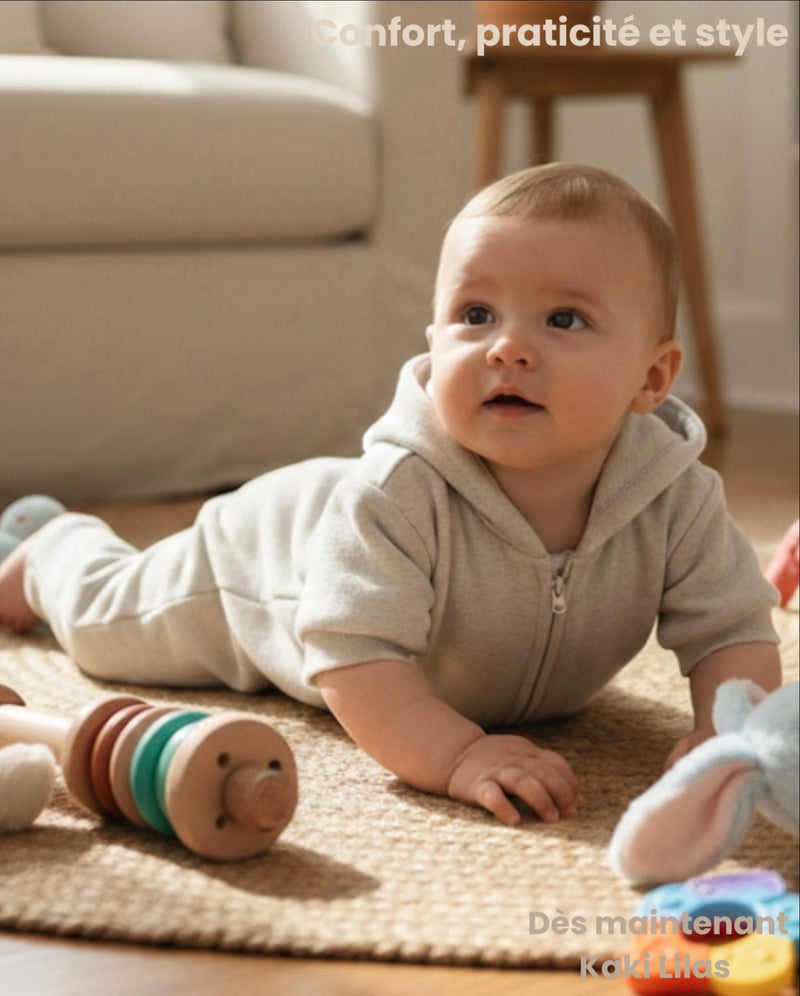 Chargez l'image dans la visionneuse de la galerie, Combinaison bébé en coton bébé manches longues zippée – Kali
