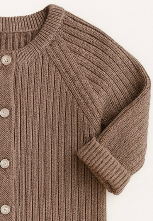 Chargez l&#39;image dans la visionneuse de la galerie, Combinaison bébé garçon tricot coton – Kaki lilas
