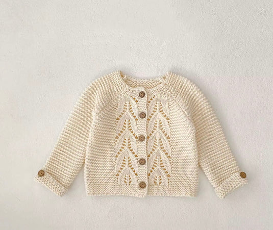 Cardigan bébé doux 100% coton – Ivoire Blush
