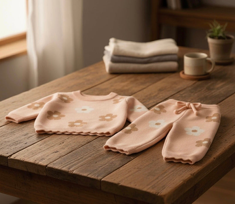 Load image into Gallery viewer, Girls' Soft Sweater + Floral Pants Set - Kali
