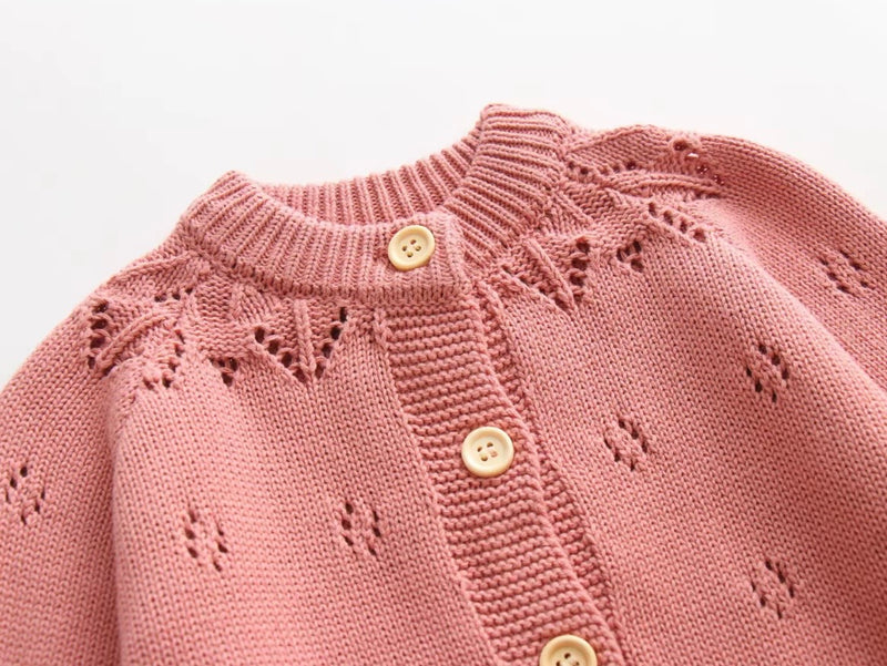 Chargez l'image dans la visionneuse de la galerie, Cardigan bébé et fille ivoire &amp; rose Vichy | Pré-commande
