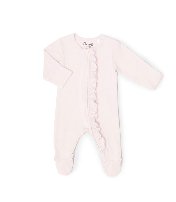 Grenouillère en tissu bébé modal couleur rose léger
