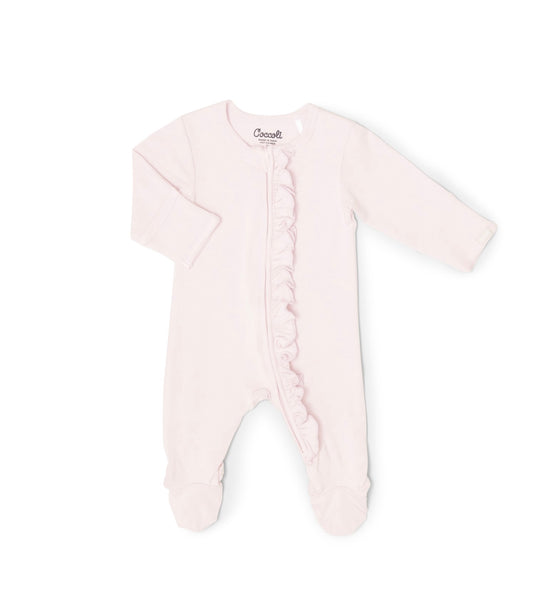 Grenouillère en tissu bébé modal couleur rose léger