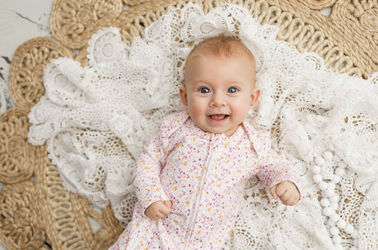 Barboteuse bébé coton bio motif feuilles lavandes – Kaki Lilas