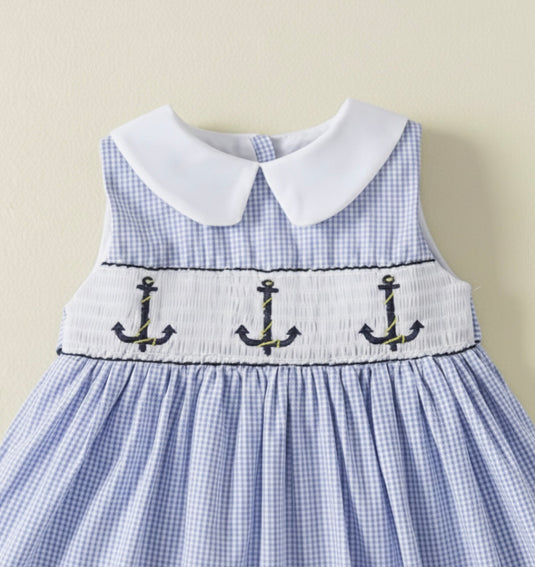 Robe bébé fille haut de gamme à carreaux bleus – Modèle Kali en coton doux