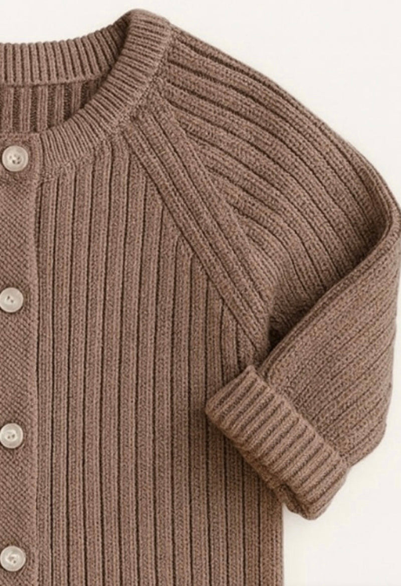 Load image into Gallery viewer, Baby boy cotton knit romper – Khaki lilac
