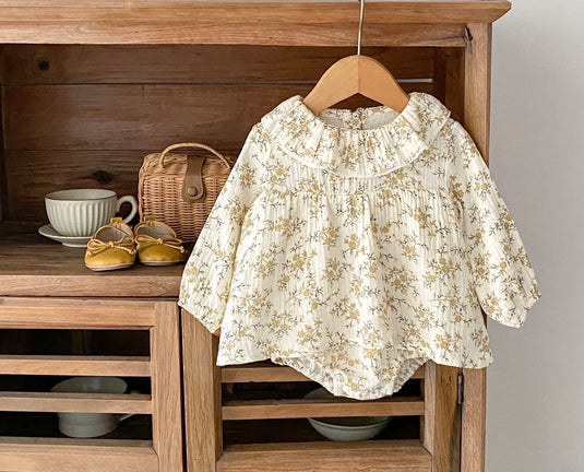 Barboteuse bébé fille fleurs jaunes coton douce (3-6M)