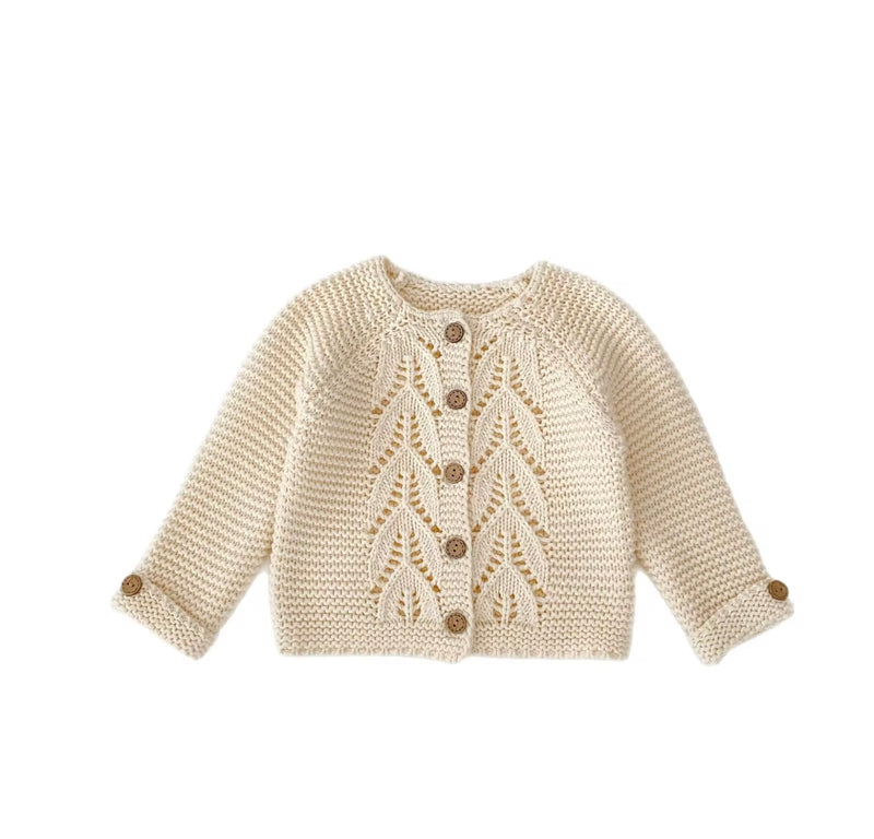 Load image into Gallery viewer, Cardigan bébé 100% coton – Ivoire Blush - Boutique Kaki Lilas

