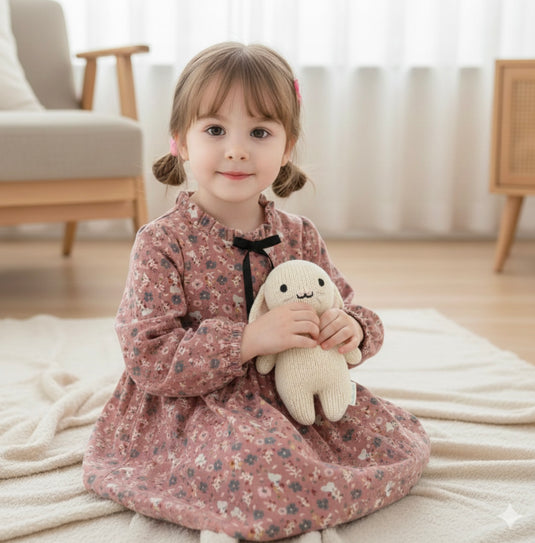 Robes fille fleuries d’automne deux couleurs – coton doux Kali -