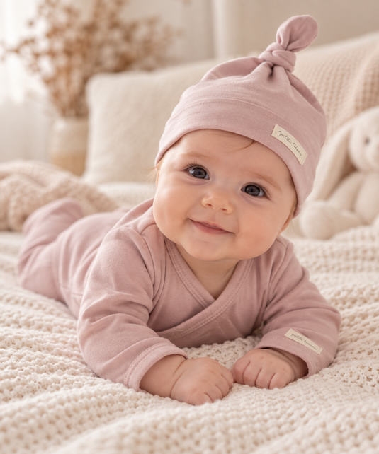 Organic cotton baby grow with hat