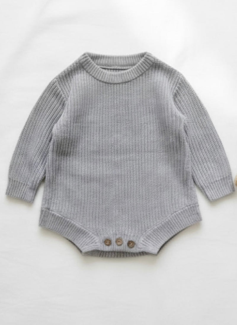 Chargez l'image dans la visionneuse de la galerie, Barboteuse automne-hiver bébé garçon en tricot bio – Kaki lilas
