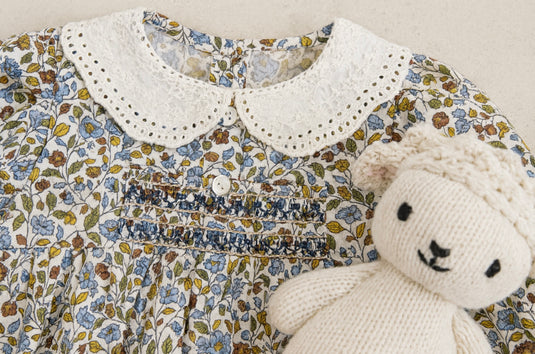 Robe pour filles automne-hiver à fleurs rétro – Kali