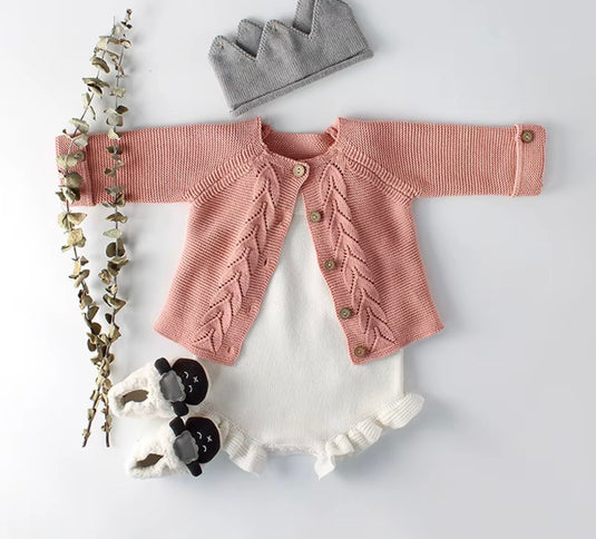Baby cardigan in cotton knit – Blush Collection