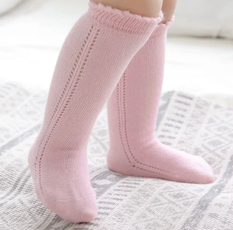 Load image into Gallery viewer, Chaussettes hautes bébé fille coton doux – automne – Kali - Boutique Kaki Lilas
