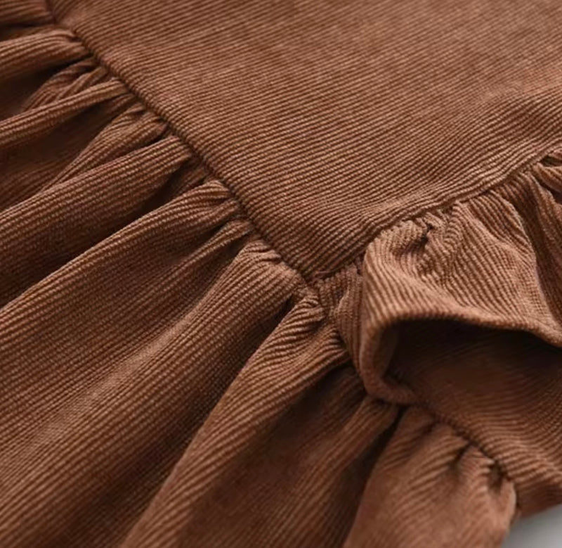 Load image into Gallery viewer, Corduroy Ruffle Dress for Girls - Autumn-Winter

