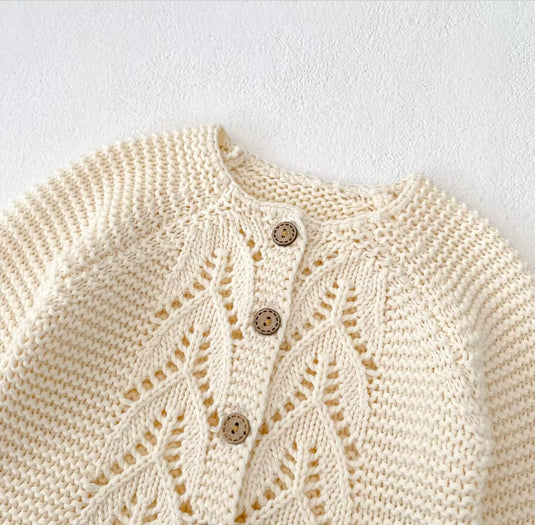 Cardigan bébé doux 100% coton – Ivoire Blush