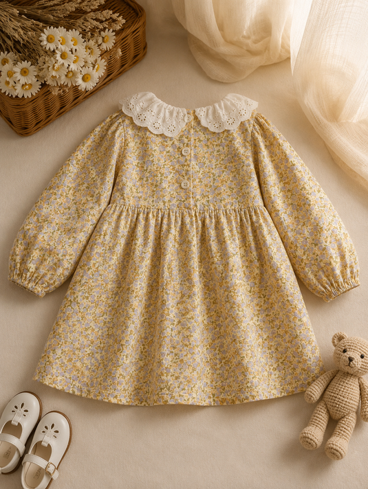 Baby & Girls' Peter Pan Collar Floral Daisy Dress - Autumn