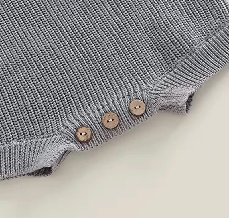 Chargez l'image dans la visionneuse de la galerie, Barboteuse automne-hiver bébé garçon en tricot bio – Kaki lilas
