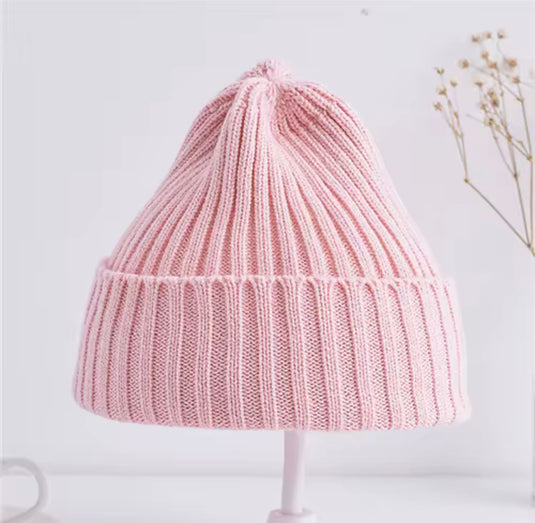 Bonnet bébé en tricot rose doux – Kali