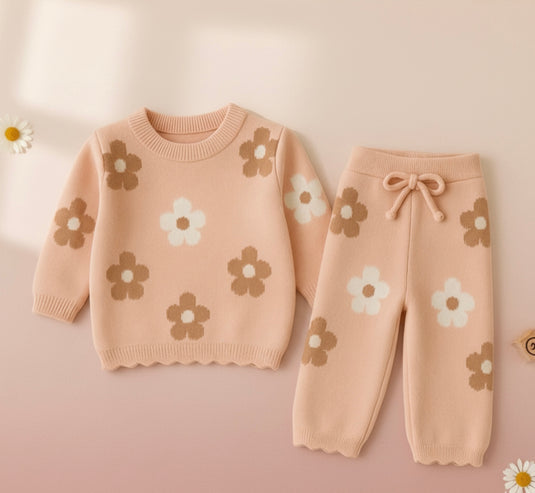 Ensemble fille doux pull + pantalon à fleurs – Kali