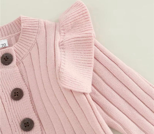 Combinaison en tricot doux pour bébé avec boutons – Kaki Lilas