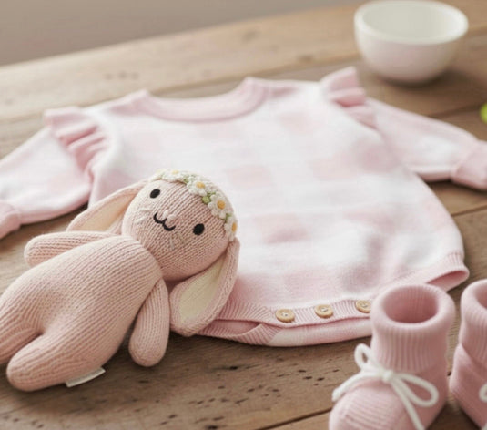 Barboteuse bébé fille en coton doux à manches longues