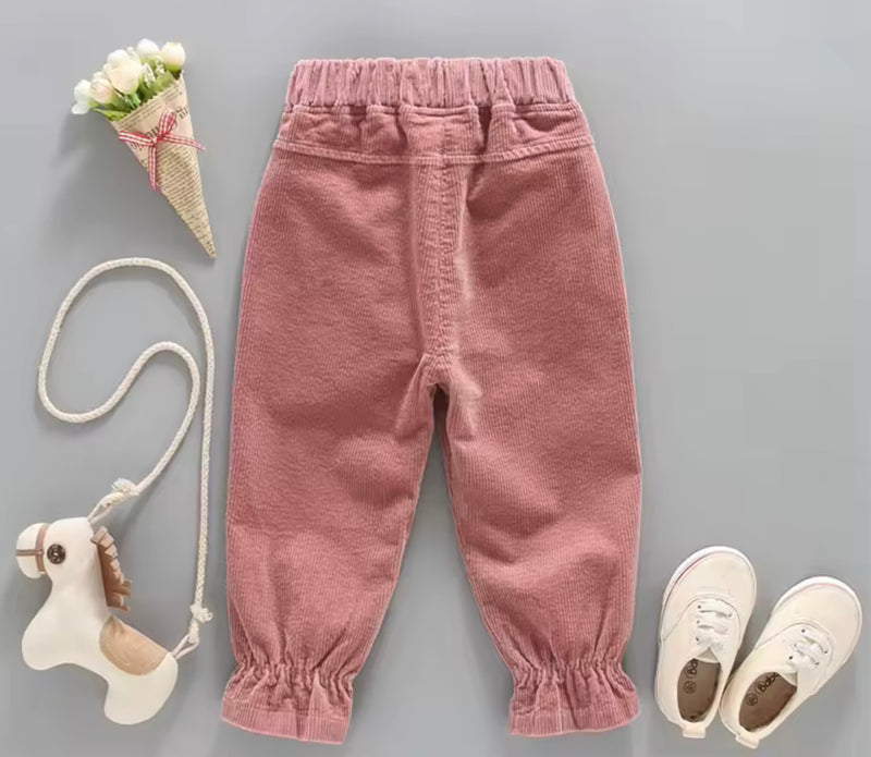 Chargez l&#39;image dans la visionneuse de la galerie, Pantalon pour filles en velours côtelé motif lapin – Kali - Boutique Kaki Lilas
