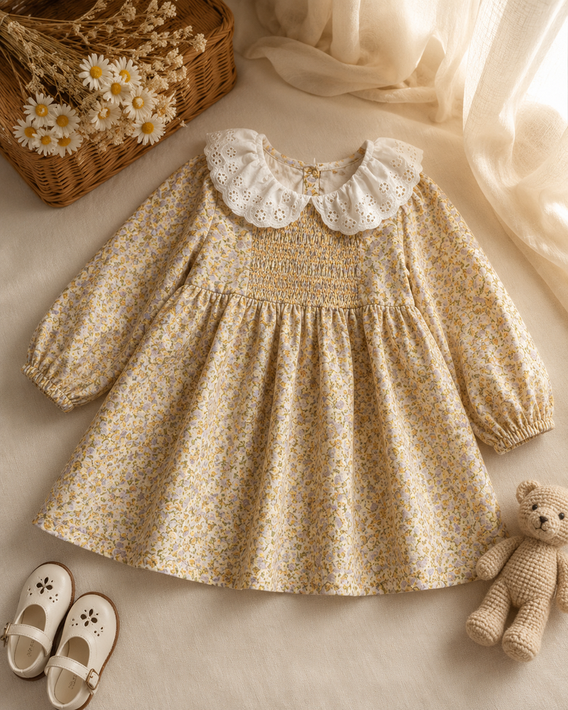 Load image into Gallery viewer, Baby &amp; Girls' Peter Pan Collar Floral Daisy Dress - Autumn

