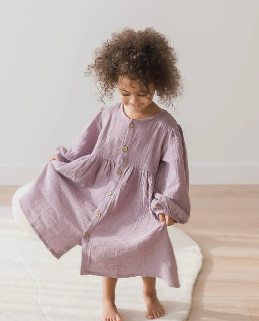 Robe à manches bouffantes Lilas 1-2 ans coton bio