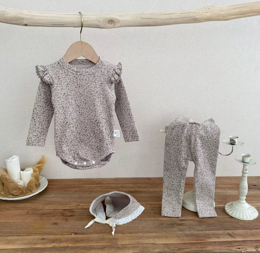 Ensemble bébé 3 pièces fleuri automne-hiver – Kali - Boutique Kaki Lilas