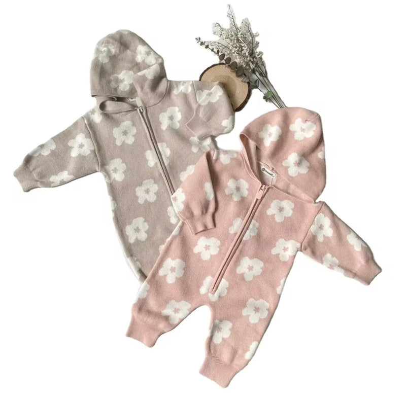 Load image into Gallery viewer, Baby girl floral hooded jumpsuit – Kali
