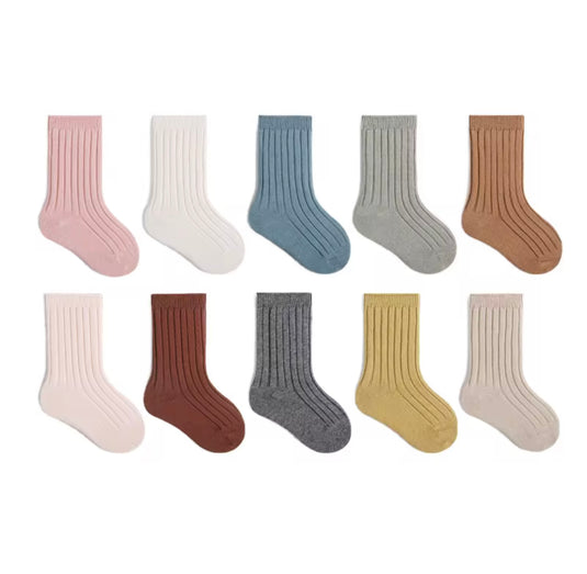 Chaussettes courtes enfant en coton doux – Kaki Lilas