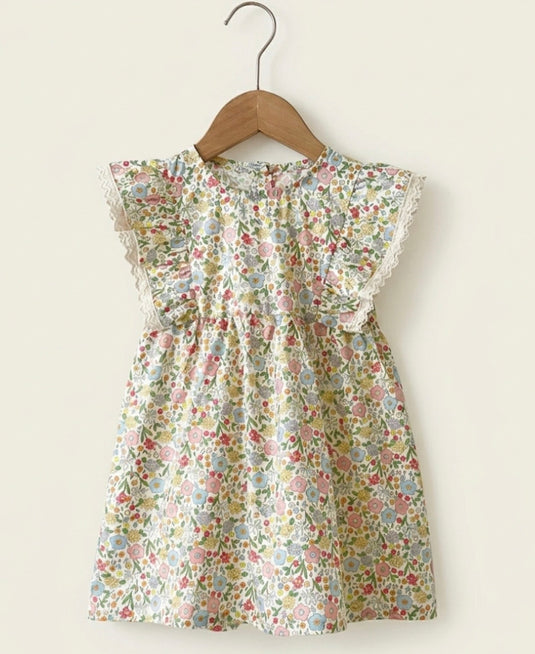 Robe Éléonore sans manches – 100 % coton fleuri
