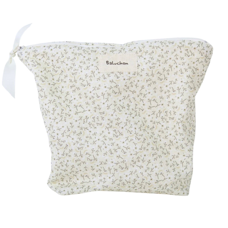 Chargez l'image dans la visionneuse de la galerie, Sac à cosmétiques fait mains format moyen fleurs vertes
