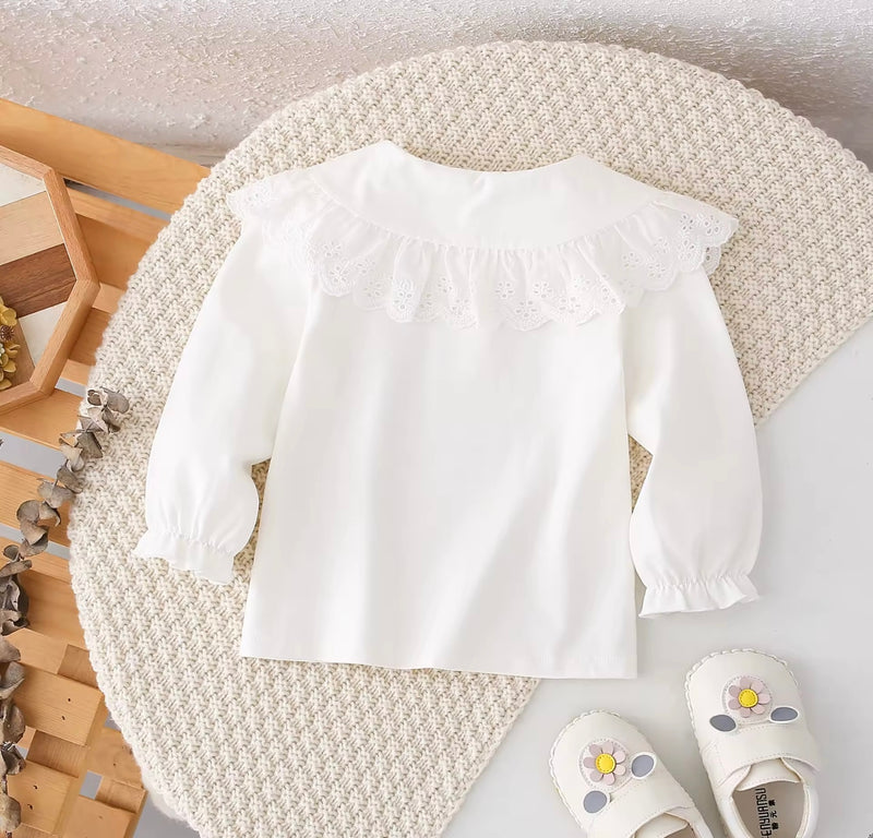 Chargez l&#39;image dans la visionneuse de la galerie, Blouse bébé manches longues coton fleurs brodée – Blush - Boutique Kaki Lilas
