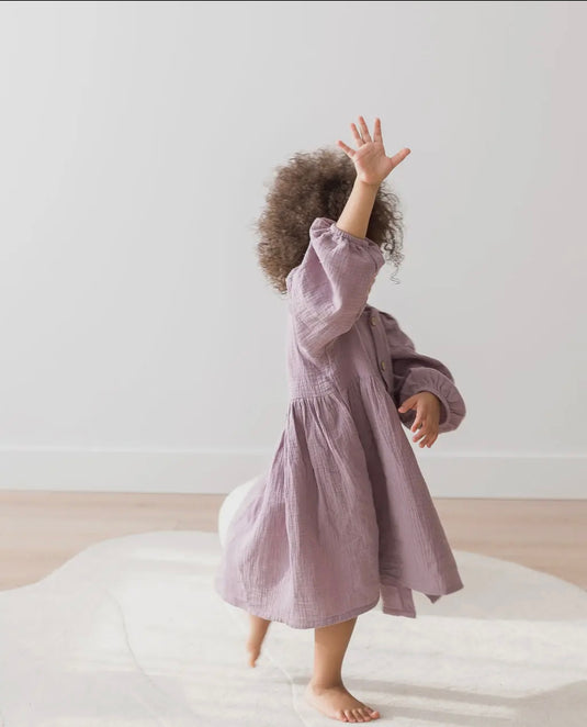 Robe à manches bouffantes Lilas 1-2 ans coton bio