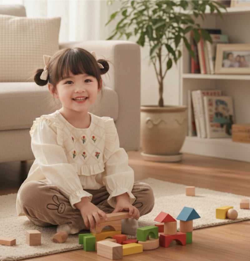 Chargez l'image dans la visionneuse de la galerie, Chemise fille manches longues avec broderies – Kali
