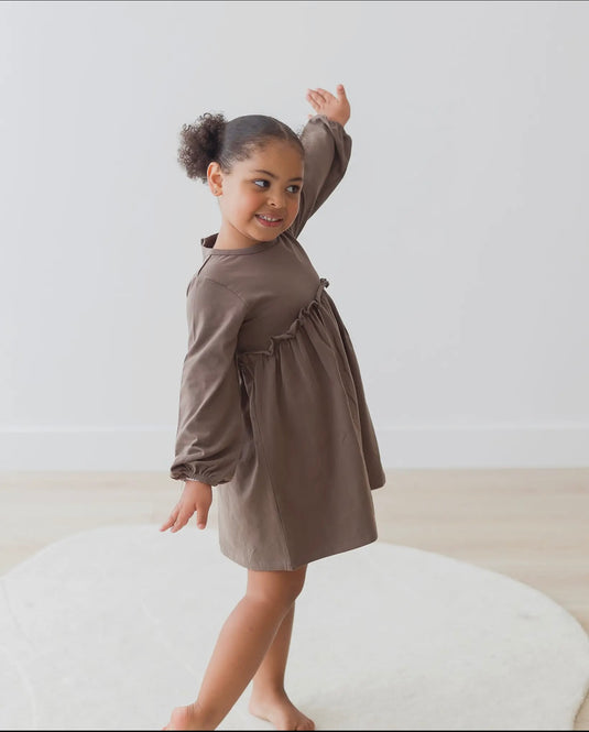 Robe en jersey à manches longues Walnut coton bio