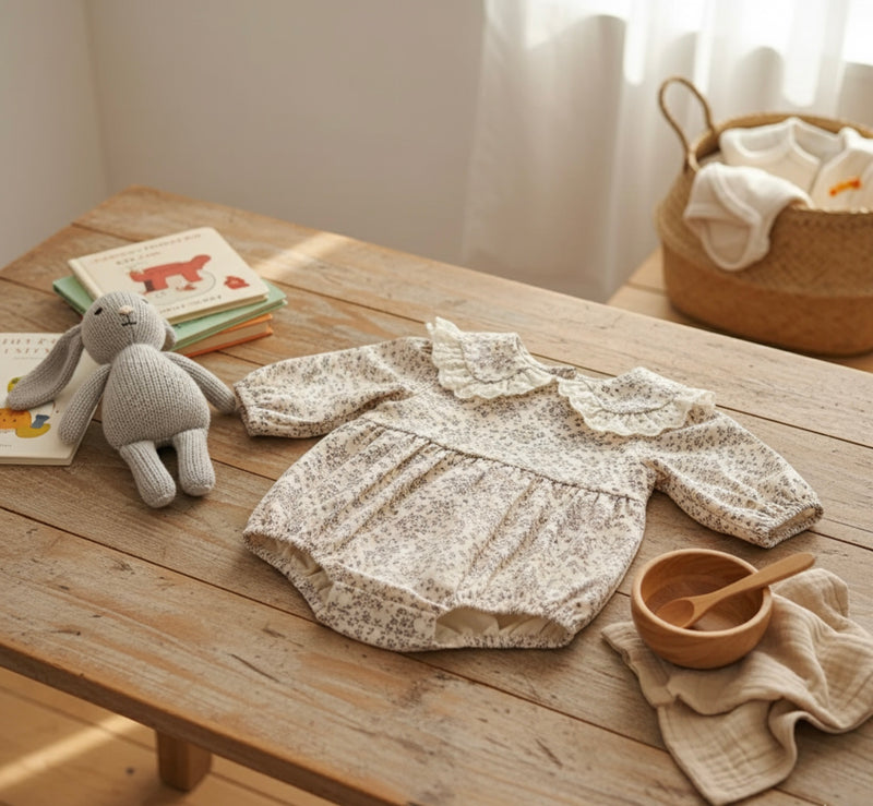 Chargez l&#39;image dans la visionneuse de la galerie, Barboteuse bébé fille à fleurs en coton doux – Kali
