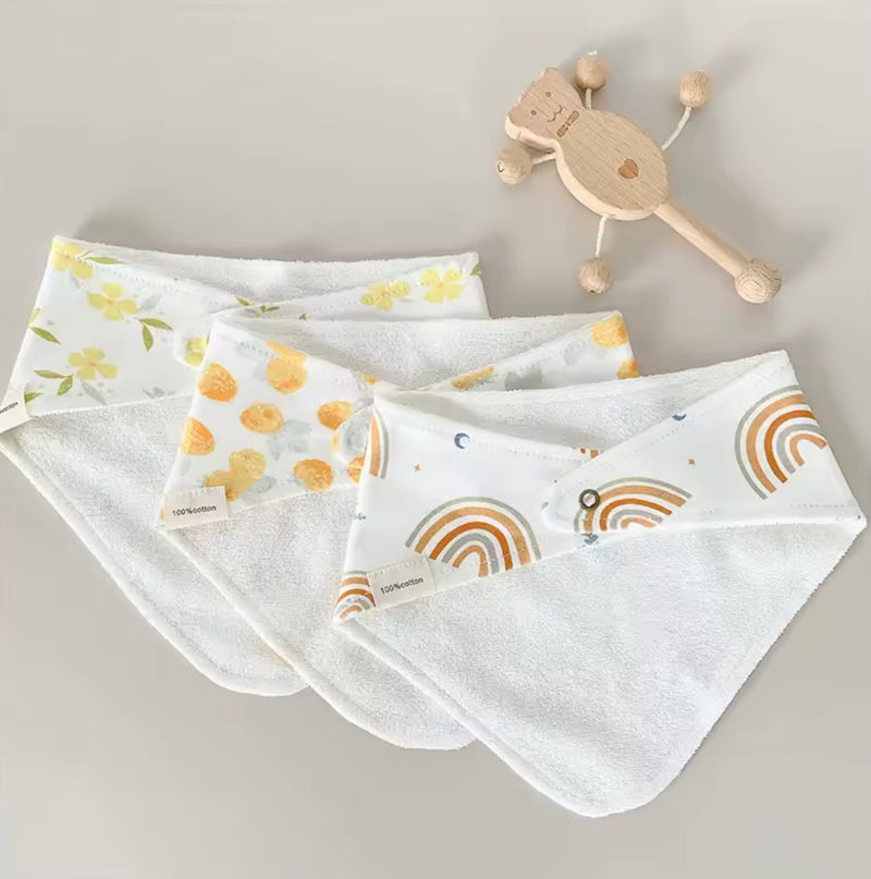 Chargez l&#39;image dans la visionneuse de la galerie, Ensemble de 3 bavoirs bandana bébé en coton – Kali
