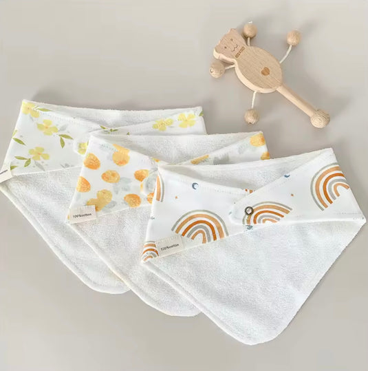 Ensemble de 3 bavoirs bandana bébé en coton – Kali