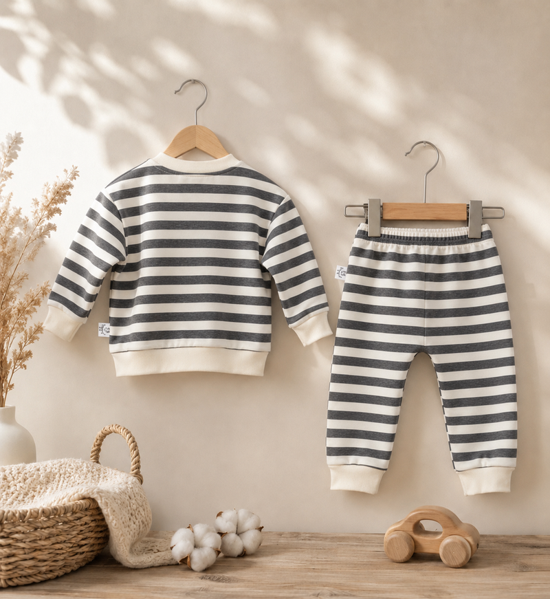 Load image into Gallery viewer, Soft cotton striped baby boy outfit – Autumn-Winter
